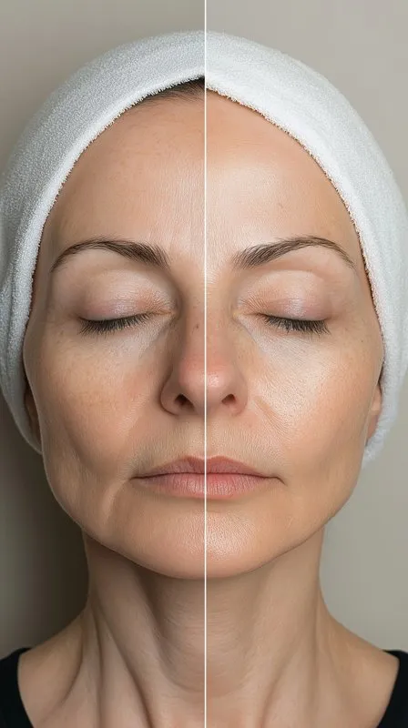 Antes e depois de tratamento facial